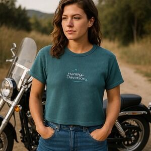 Harley-Davidson Women's Top XL St. Louis MO R.K. Stratman Made USA – Waffle Knit